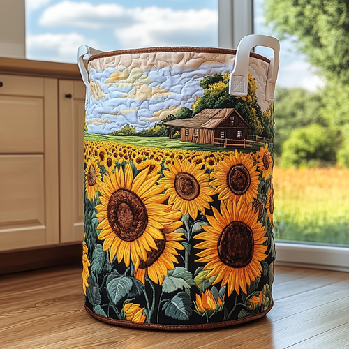 Sunflower Bliss Quilted Laundry Basket NCU0DDK635