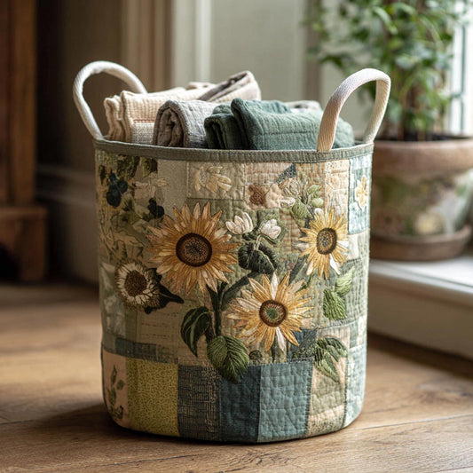 Sunflower Bliss Quilted Laundry Basket NCU0DV1760