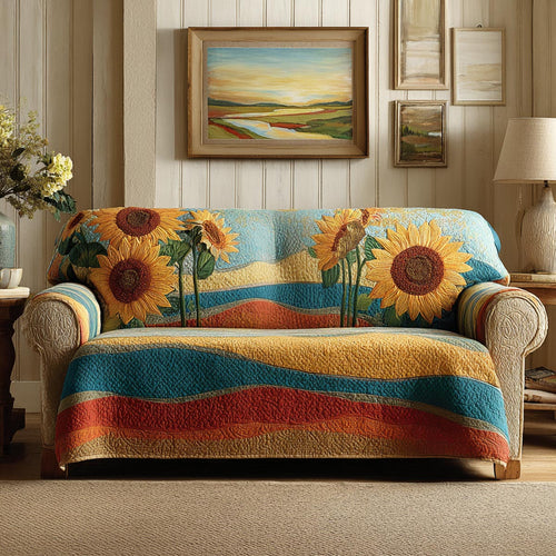 Sunflower Bliss Quilted Sofa Cover NCU0DV1750