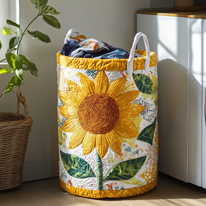 Sunflower Bloom Quilted Laundry Basket NCU0DDK970