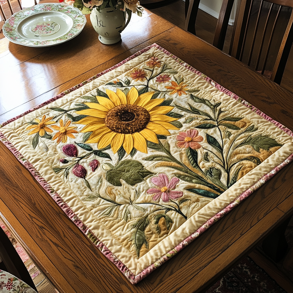 Sunflower Bloom Quilted Table Topper NCU0DDK624