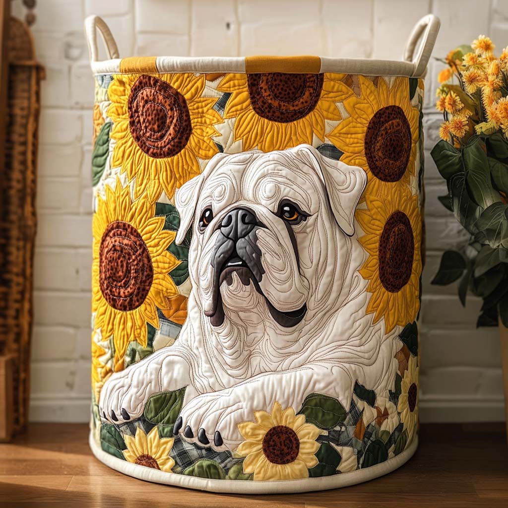 Sunflower Bulldog Dream Quilted Laundry Basket NCU0NXD551