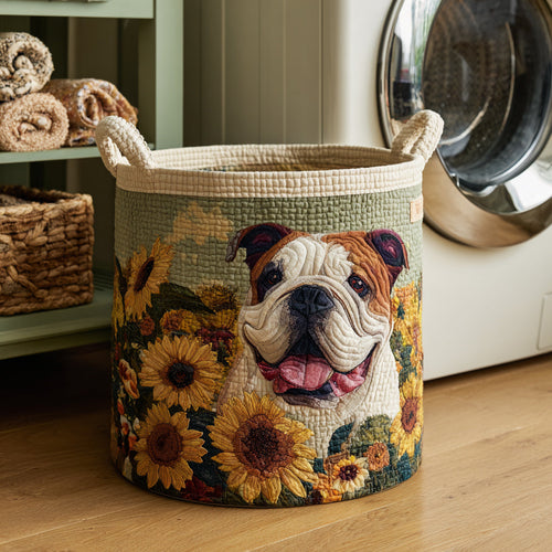 Sunflower Bulldog Quilted Laundry Basket NCU0HNH021