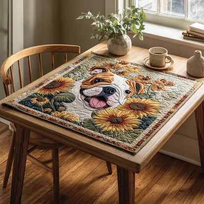 Sunflower Bulldog Quilted Table Topper NCU0HNH055