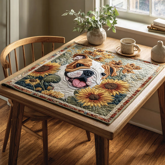 Sunflower Bulldog Quilted Table Topper NCU0HNH055