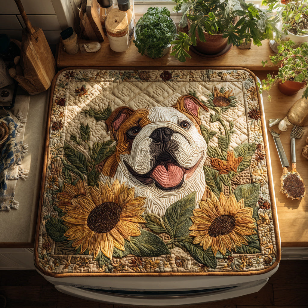 Sunflower Bulldog Quilted Washer and Dryer Cover NCU0HNH060