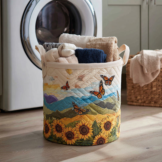 Sunflower Butterfly Garden Quilted Laundry Basket NCU0HNH043