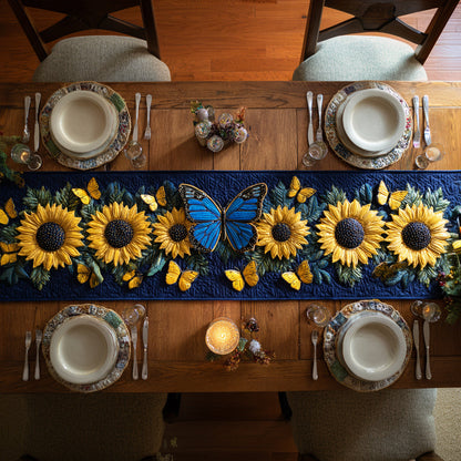 Sunflower Butterfly Quilted Table Runner NCU0HNH677