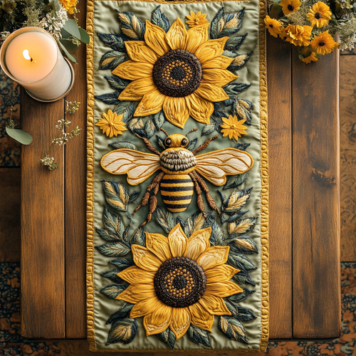 Sunflower Buzz Quilted Table Runner NCU0NVH499