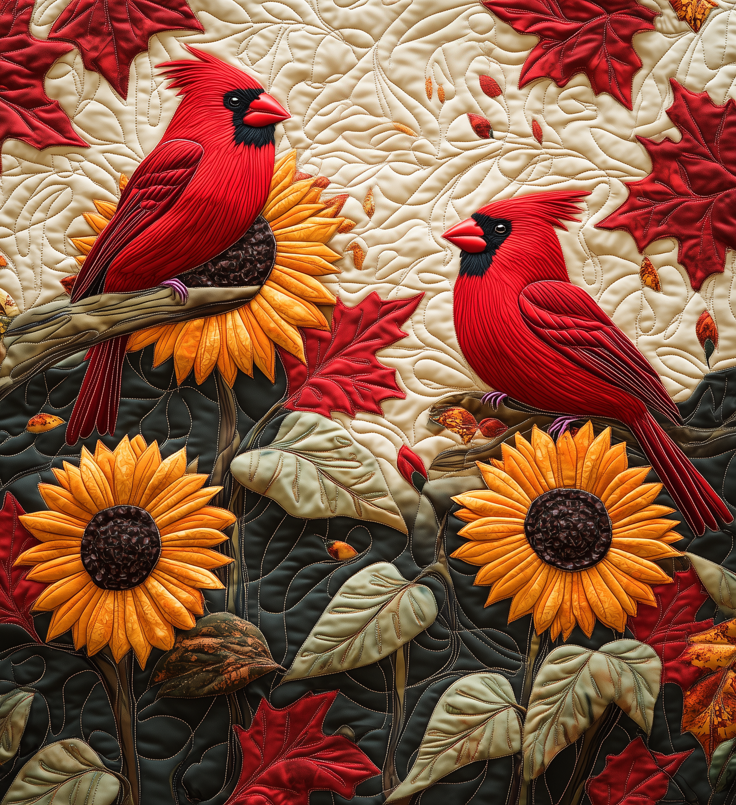 Sunflower Cardinal Quilted Blanket NCU0DV1144