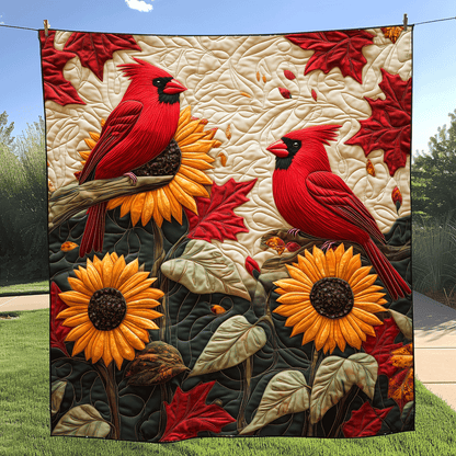 Sunflower Cardinal Quilted Blanket NCU0DV1144