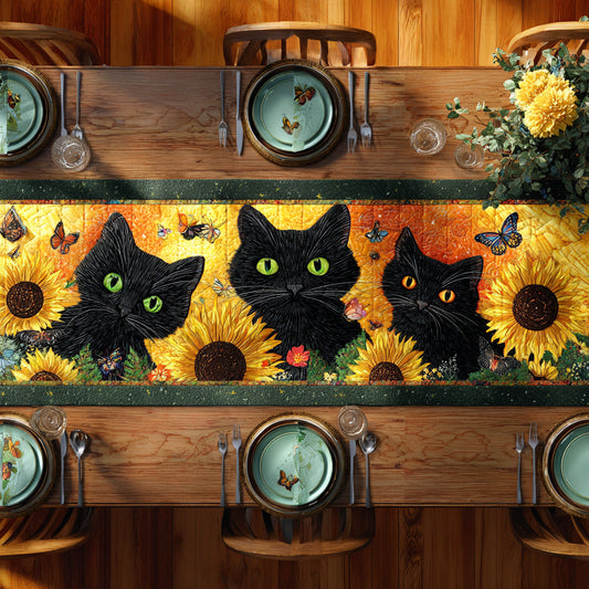 Sunflower Cat Field Quilted Table Runner NCU0HNH504