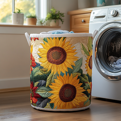 Sunflower Charm Quilted Laundry Basket NCU0DDK555