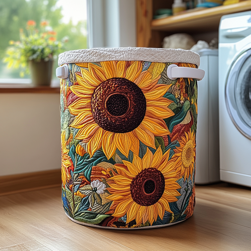Sunflower Charm Quilted Laundry Basket NCU0DDK638