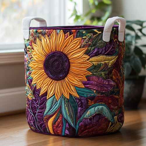 Sunflower Charm Quilted Laundry Basket NCU0DDK973