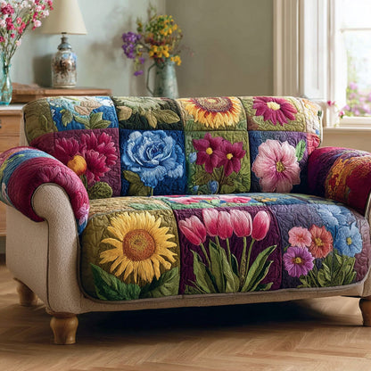 Sunflower Charm Quilted Sofa Cover NCU0LDH344