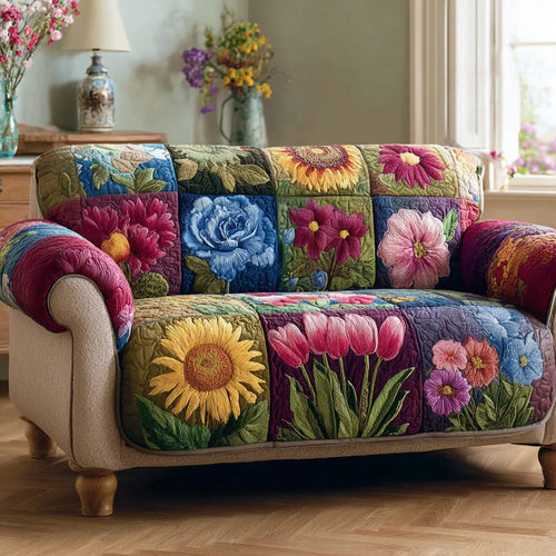 Sunflower Charm Quilted Sofa Cover NCU0LDH344