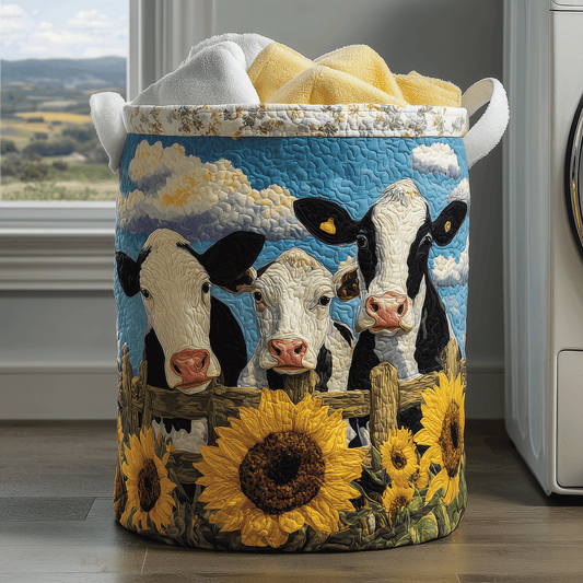Sunflower Cow Quilted Laundry Basket NCU0TH2911