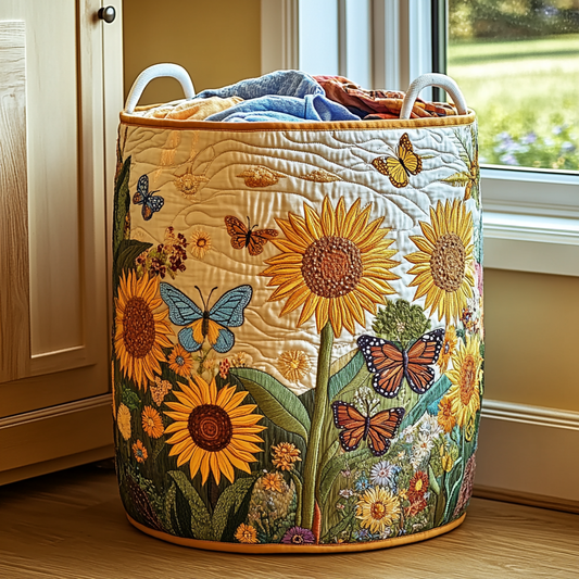 Sunflower Delight Quilted Laundry Basket NCU0DDK975
