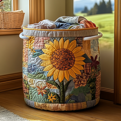 Sunflower Field Quilted Laundry Basket NCU0DDK972