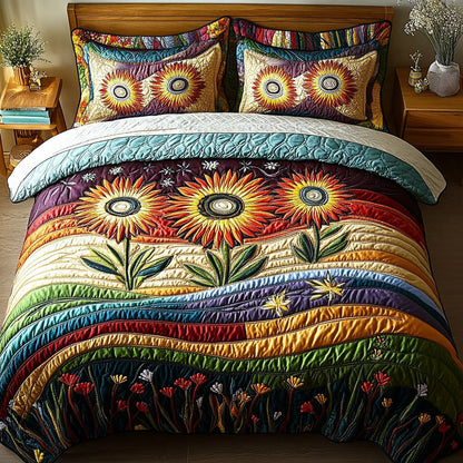 Sunflower Fields Forever 3-Piece Quilted Bedding Set NCU0PTT222