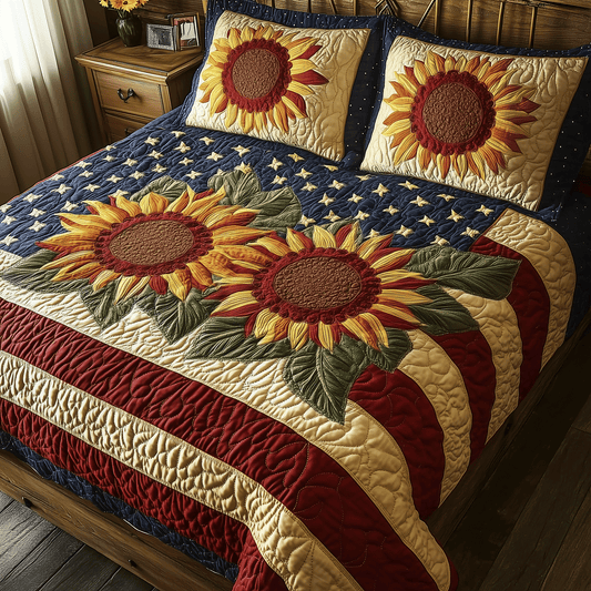 Sunflower Glory 3-Piece Quilted Bedding Set NCU0TH2087
