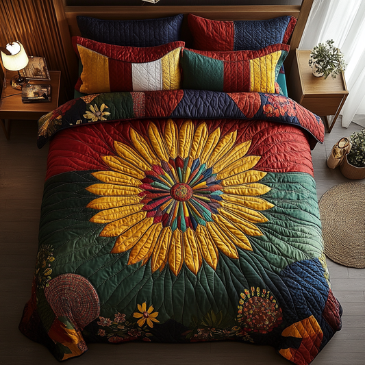 Sunflower Glow 3-Piece Quilted Bedding Set NCU0PVL011