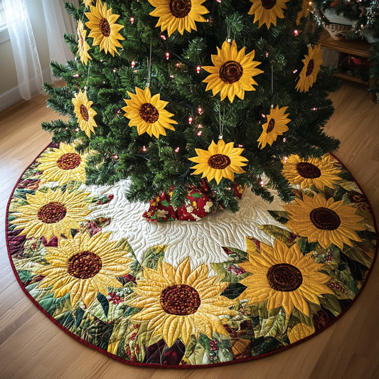 Sunflower Glow Christmas Quilted Tree Skirt NCU0DDK1628