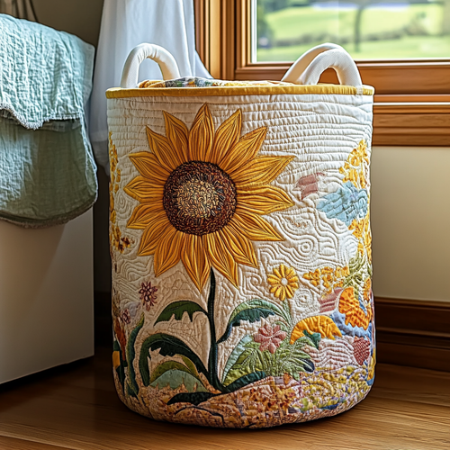 Sunflower Glow Quilted Laundry Basket NCU0DDK971