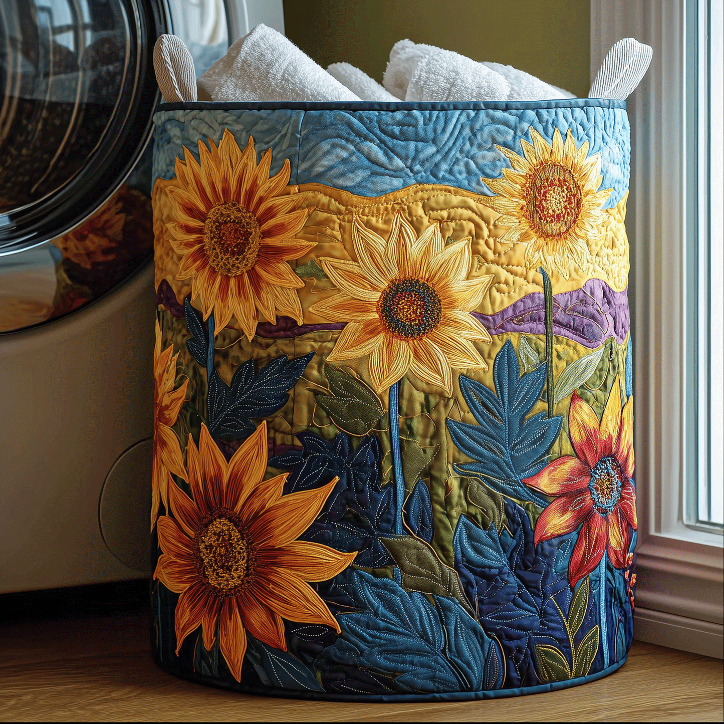 Sunflower Glow Quilted Laundry Basket NCU0TH2901