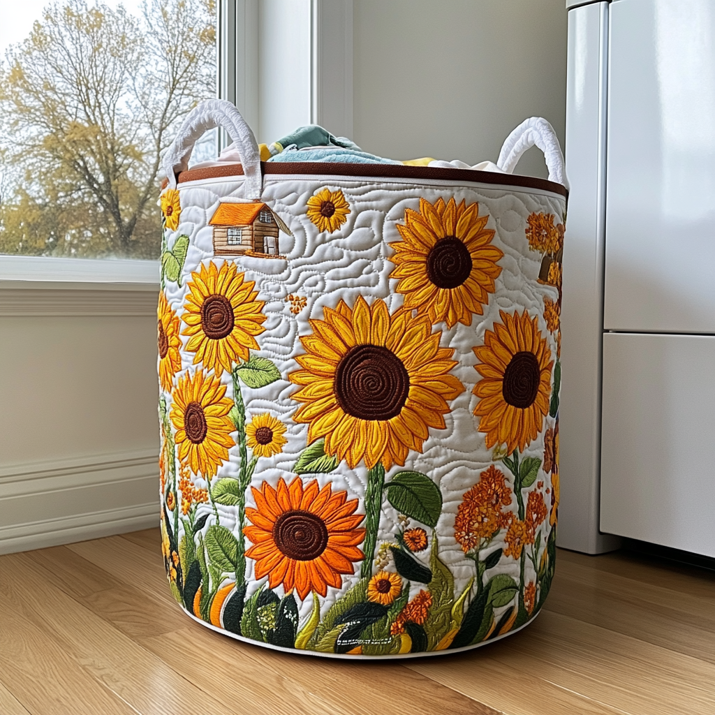Sunflower Grove Quilted Laundry Basket NCU0DDK636