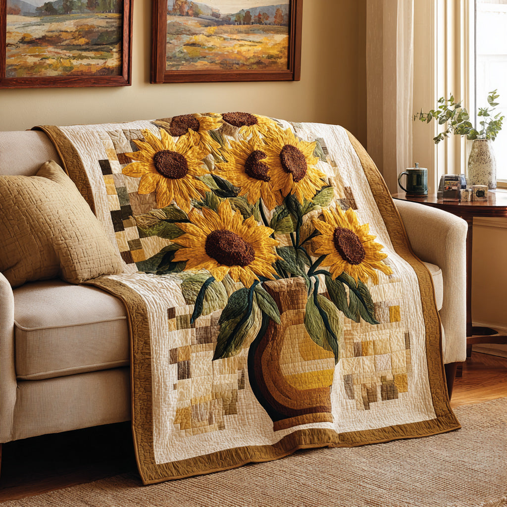 Sunflower Harvest Quilted Blanket NCU0LDH840
