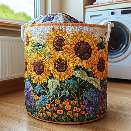 Sunflower Haven Quilted Laundry Basket NCU0DDK637