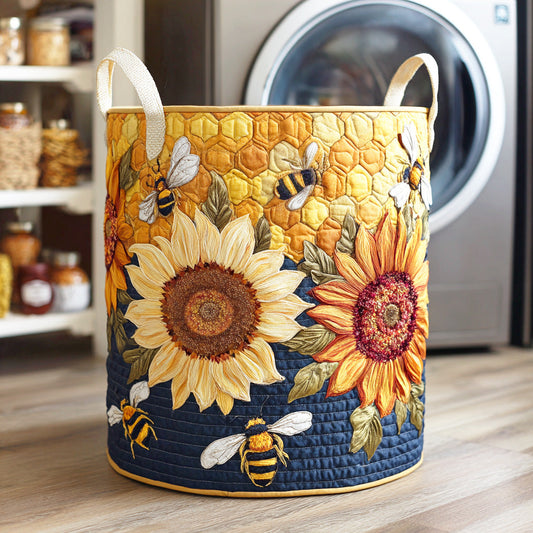 Sunflower Hive Quilted Laundry Basket NCU0NTD593
