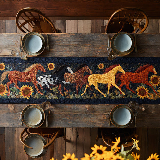 Sunflower Horse Journey Quilted Table Runner NCU0HNH473