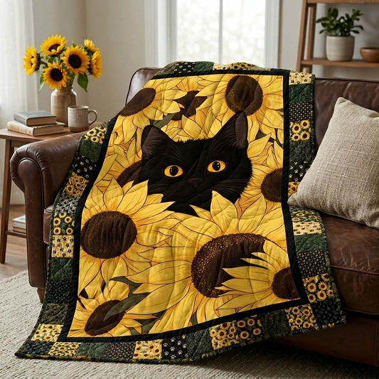 Sunflower Kitten Quilted Blanket NCU0DQQ0813