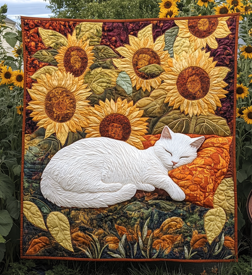 Sunflower Kitten Quilted Blanket NCU0DV671