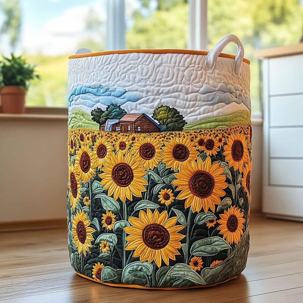 Sunflower Meadow Quilted Laundry Basket NCU0DDK634