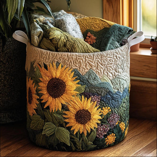 Sunflower Meadow Quilted Laundry Basket NCU0DV1755