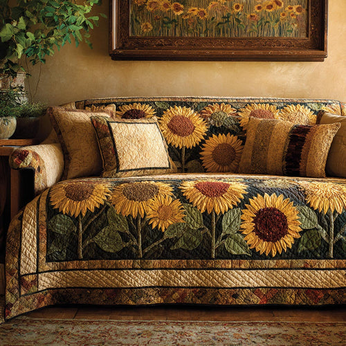 Sunflower Meadow Quilted Sofa Cover NCU0DV1745