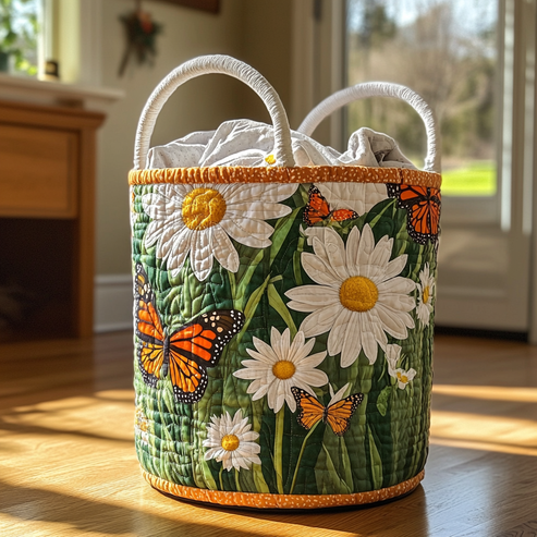 Midnight Sunflowers Quilted Laundry Basket NCU0HNH784