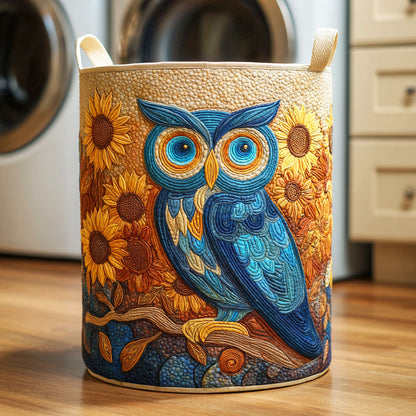 Sunflower Owl Quilted Laundry Basket NCU0NTD368