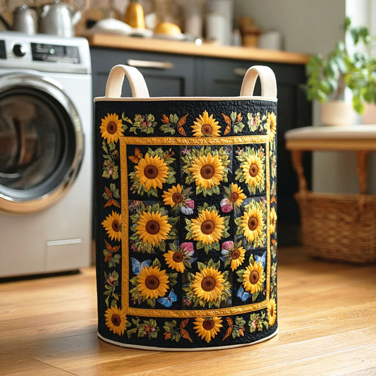 Sunflower Patch Garden Quilted Laundry Basket NCU0NTD440