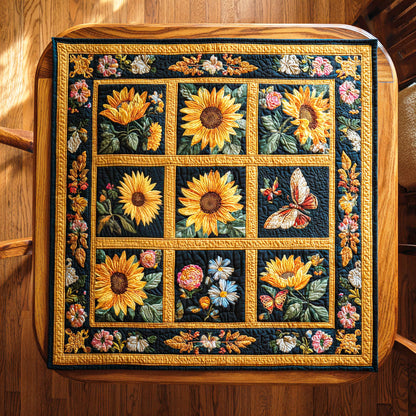 Sunflower Patch Garden Quilted Table Topper NCU0NTD433