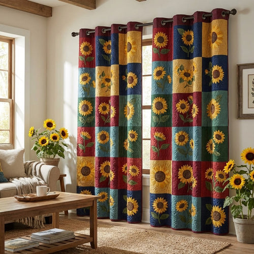 Sunflower Patchwork Quilted Curtains NCU0NTV955