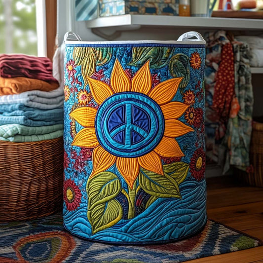 Sunflower Peace Quilted Laundry Basket NCU0NXD186