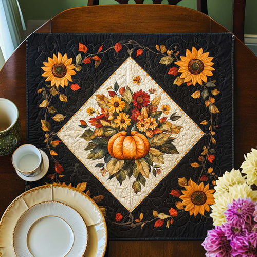 Sunflower Pumpkin Joy Quilted Table Topper NCU0NNT997