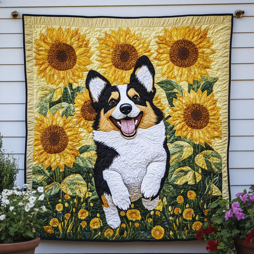 Sunflower Pup Quilted Blanket NCU0NNT688