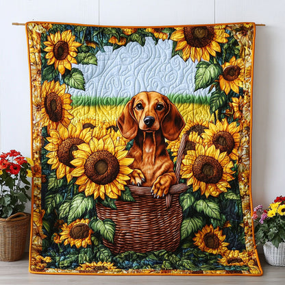 Sunflower Pup Quilted Blanket NCU0NNT776