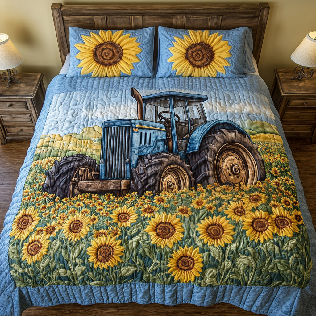 Sunflower Ride 3-Piece Quilted Bedding Set NCU0NVH707